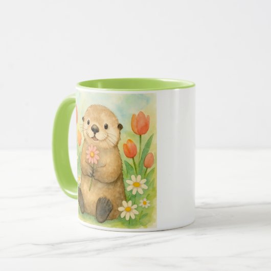 Otter met voorjaarsbloei mok (Voorkant links)