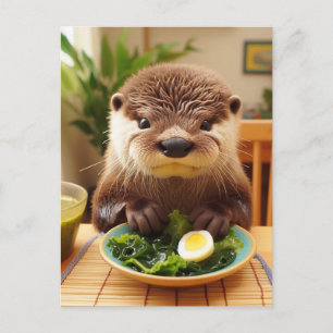 Otter met zeewiersalade briefkaart