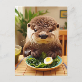 Otter met zeewiersalade briefkaart