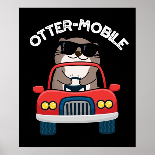 Otter-mobile Funny Animal Car Pun Poster (Voorkant)