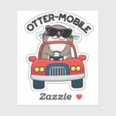 Otter-mobile Funny Animal Car Pun Sticker (Vel)