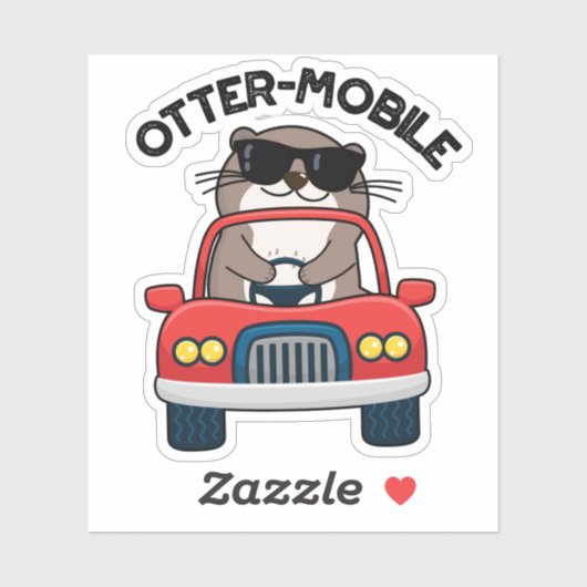 Otter-mobile Funny Animal Car Pun Sticker (Vel)