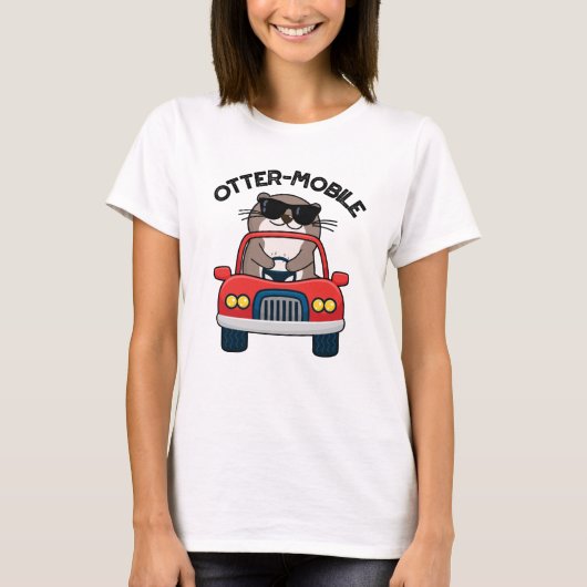 Otter-mobile Funny Animal Car Pun T-shirt (Voorkant)