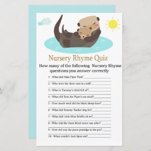 Otter Nursery Rhyme Quiz baby shower game
