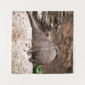 otter op de rots wandkleed (Voorkant (horizontaal))