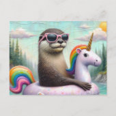 Otter op een Eenhoorn Float Briefkaart (Voorkant)