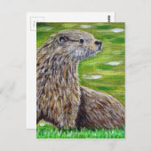 Otter op een rivieroever briefkaart (Voorkant / Achterkant)
