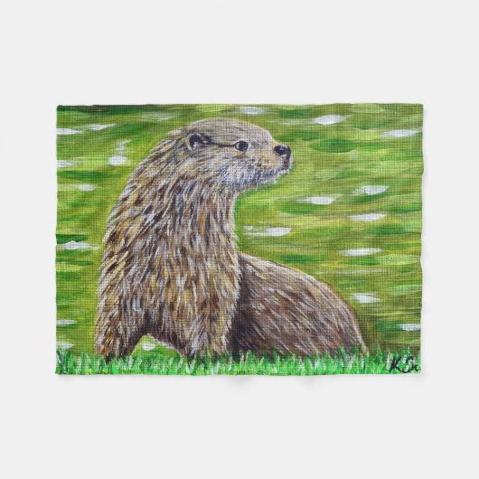Otter op een rivieroever fleece deken (Voorkant (Horizontaal))