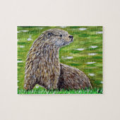 Otter op een rivieroever legpuzzel (Horizontaal)