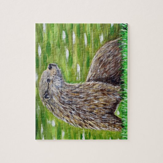 Otter op een rivieroever legpuzzel (Verticaal)