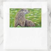 Otter op een rivieroever rechthoekige sticker (Tas)