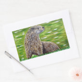 Otter op een rivieroever rechthoekige sticker (Envelop)