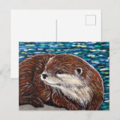 Otter op een rots schilderij briefkaart (Voorkant / Achterkant)
