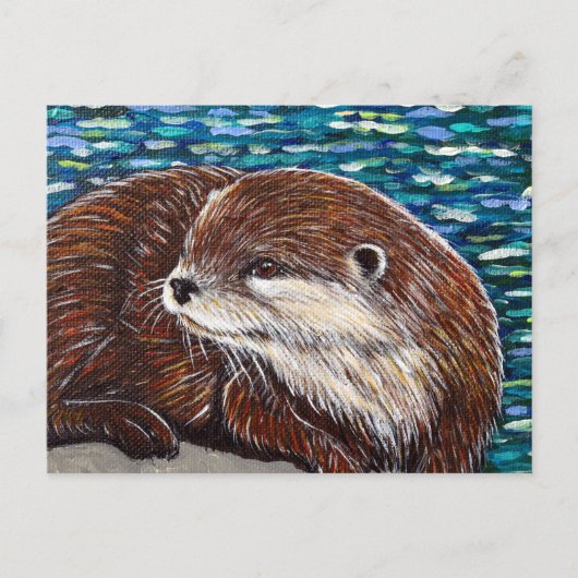 Otter op een rots schilderij briefkaart (Voorkant)