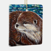 Otter op een rots schilderij keramisch ornament (Rechts)