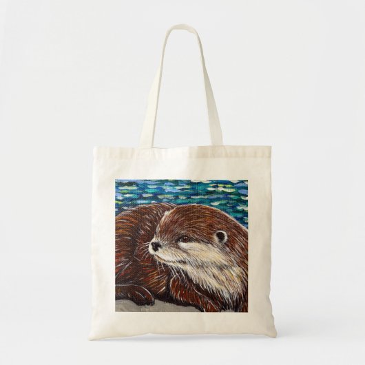 Otter op een rotschildering tote bag (Voorkant)
