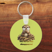 Otter op Gehakte Boomstammen Bosbehoud Ontwerp Sleutelhanger (Voorkant)
