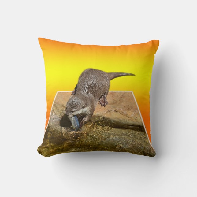 Otter, Oranje, Lounge Cushion Kussen (Voorkant)