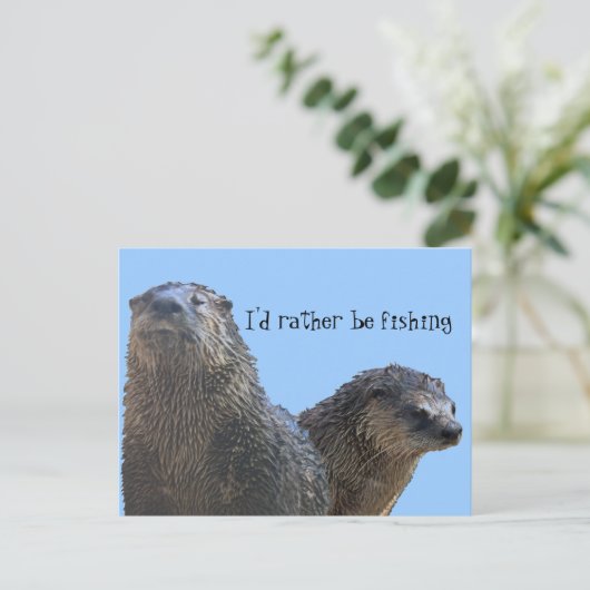 otter, otter 2, ik zou liever vissen briefkaart (Staand voorkant)