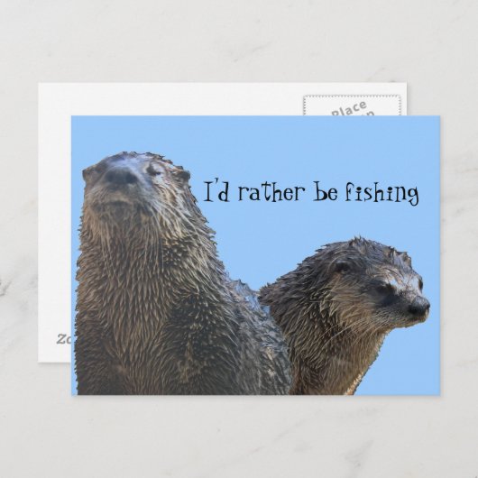 otter, otter 2, ik zou liever vissen briefkaart (Voorkant / Achterkant)