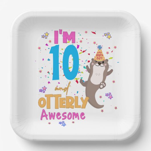 Otter Otterly Geweldige Birthday Girl Papieren Bordje (Voorkant)