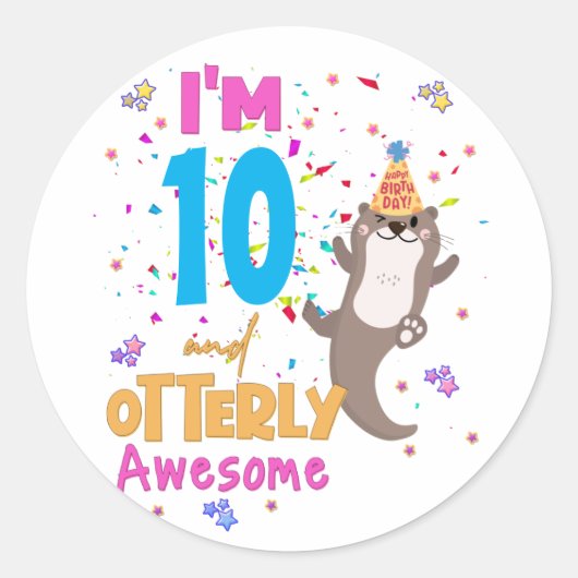 Otter Otterly Geweldige Birthday Girl Ronde Sticker (Voorkant)