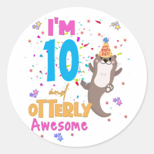 Otter Otterly Geweldige Birthday Girl Ronde Sticker