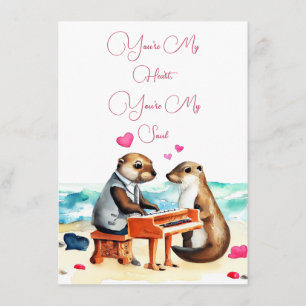 Otter paar liefde Wenskaart Informatiekaartje