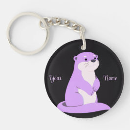 Otter Paars Aangepaste Cute Kawaii Zwarte Sleutelh Sleutelhanger