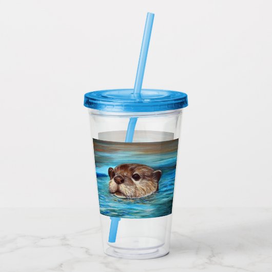 Otter Painting Acryl Drinkbeker (Achterkant)