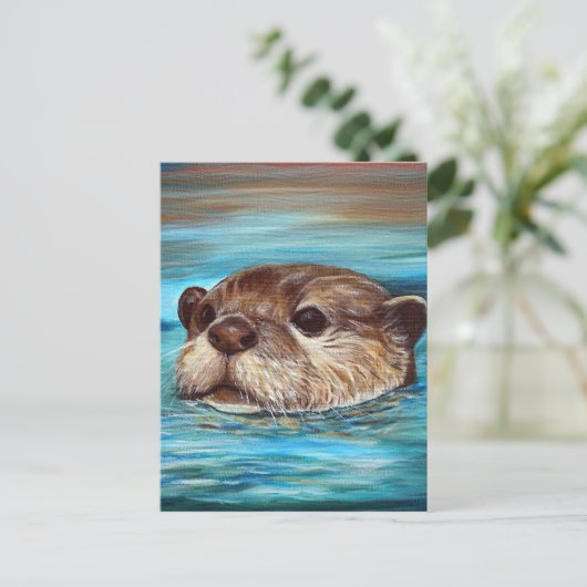 Otter Painting Briefkaart (Staand voorkant)