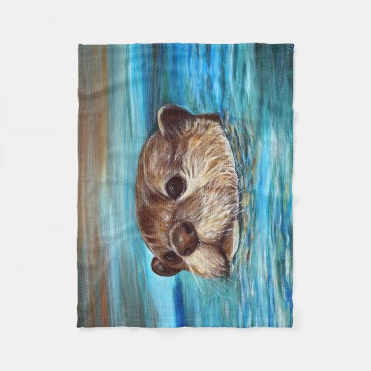 Otter Painting Fleece Deken (Voorkant)