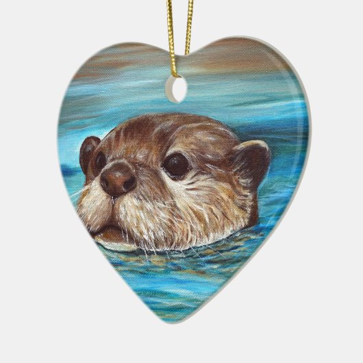 Otter Painting Keramisch Ornament (Links)