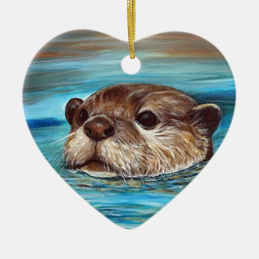Otter Painting Keramisch Ornament (Voorkant)