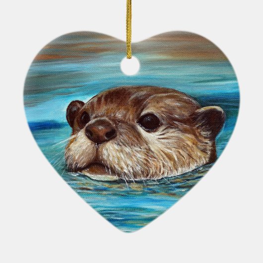 Otter Painting Keramisch Ornament (Achterkant)