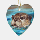 Otter Painting Keramisch Ornament (Links)