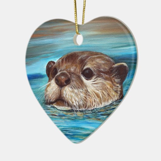 Otter Painting Keramisch Ornament (Links)