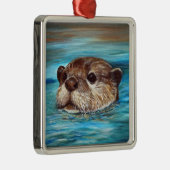 Otter Painting Metalen Ornament (Rechts)