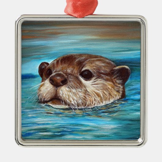 Otter Painting Metalen Ornament (Voorkant)
