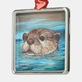 Otter Painting Metalen Ornament (Links)