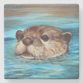 Otter Painting Stenen Onderzetter (Voorkant)