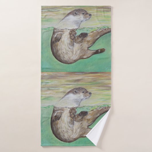 Otter Painting van de afspeelrivier Bad Handdoek (Badhanddoek)