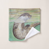 Otter Painting van de afspeelrivier Bad Handdoek (Wasdoekje)