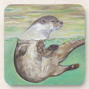 Otter Painting van de afspeelrivier Bier Onderzetter