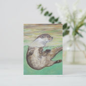 Otter Painting van de afspeelrivier Briefkaart (Staand voorkant)