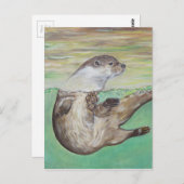 Otter Painting van de afspeelrivier Briefkaart (Voorkant / Achterkant)