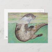 Otter Painting van de afspeelrivier Briefkaart (Voorkant / Achterkant)