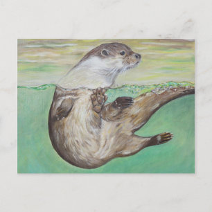 Otter Painting van de afspeelrivier Briefkaart