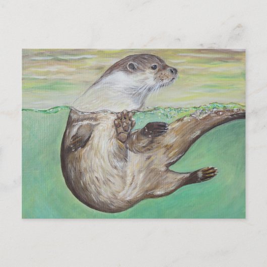 Otter Painting van de afspeelrivier Briefkaart (Voorkant)
