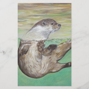 Otter Painting van de afspeelrivier Briefpapier